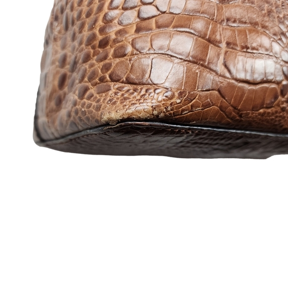 Etienne Aigner brown Crocodile Embossed Leather Handbag Tote Bag Purse - Picture 14 of 16